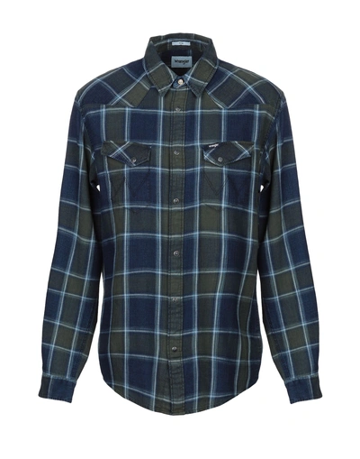 Shop Wrangler Checked Shirt In Blue