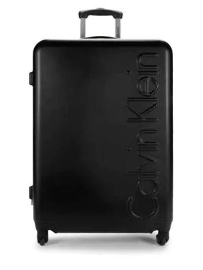 Shop Calvin Klein Logo 27-inch Spinner Suitcase In Black