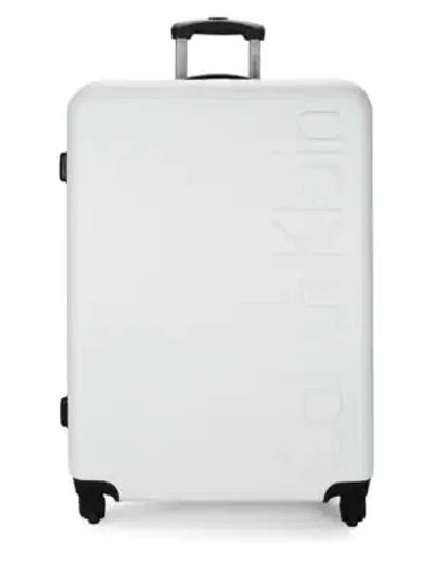 Shop Calvin Klein Logo 27-inch Spinner Suitcase In Cream