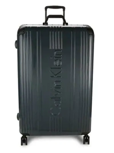 Shop Calvin Klein Logo 30-inch Spinner Suitcase In Hematite
