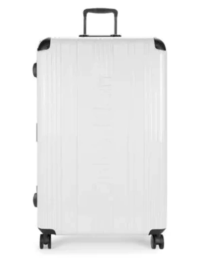 Shop Calvin Klein Logo 30-inch Spinner Suitcase In White