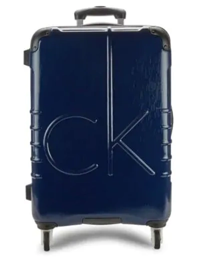 Shop Calvin Klein Logo 23-inch Spinner Suitcase In Navy