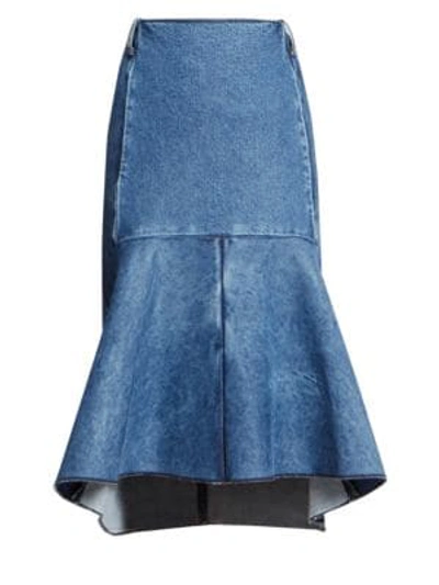 Shop Balenciaga Women's Denim Peplum Skirt In Medium Blue
