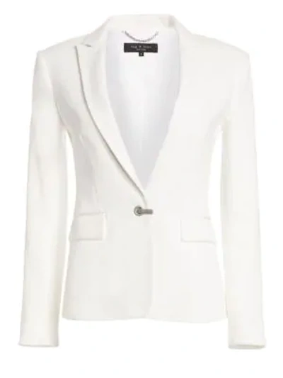 Shop Rag & Bone Lexington Piqué Cotton Blazer In Off White