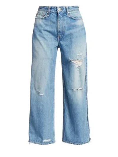 Shop Rag & Bone Haru High-rise Side Zip Crop Wide-leg Jeans In Rpr Helena
