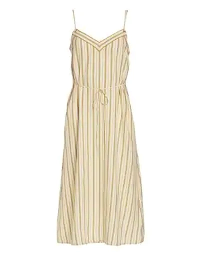Shop Rag & Bone Ilona Striped Silk Sleeveless Dress In Ivory Multi