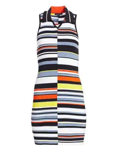 Shop Rag & Bone Mason Striped Sleeveless Knit Dress In Navy
