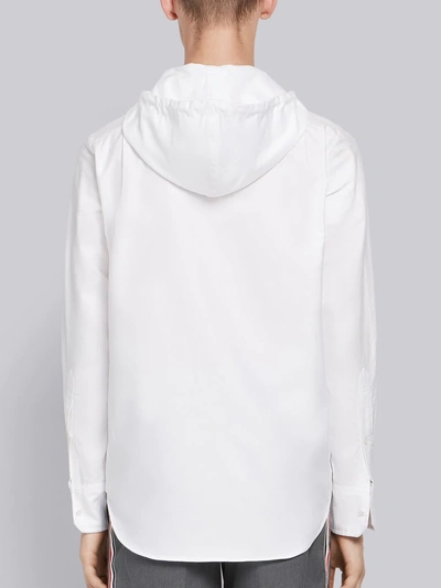Shop Thom Browne White Oxford Hooded Zip-front Shirt