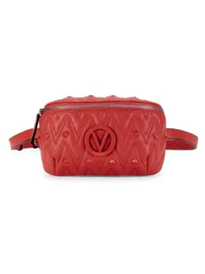 Shop Valentino By Mario Valentino Fanny Studded Leather Belt Bag In Red