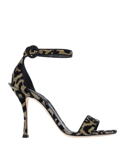 Shop Dolce & Gabbana Woman Sandals Gold Size 7 Textile Fibers