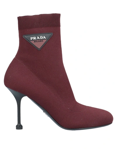 Shop Prada Ankle Boots In Cocoa