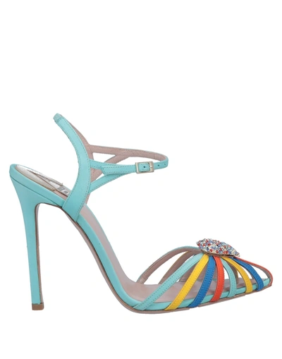 Shop Aperlai Sandals In Turquoise