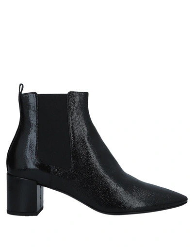 Shop Saint Laurent Woman Ankle Boots Black Size 7.5 Soft Leather, Textile Fibers