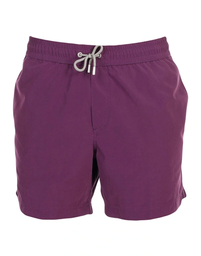 Shop Brunello Cucinelli Man Swim Trunks Purple Size 38 Polyester