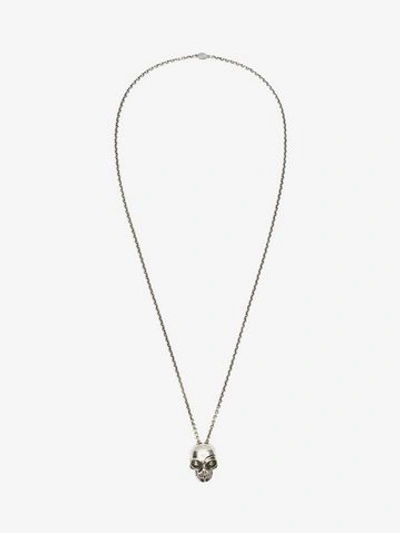 Shop Alexander Mcqueen Divided Skull Pendant In Silver