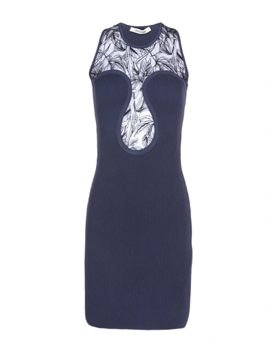 Shop Roberto Cavalli Woman Mini Dress Midnight Blue Size 6 Viscose, Polyamide, Polyester