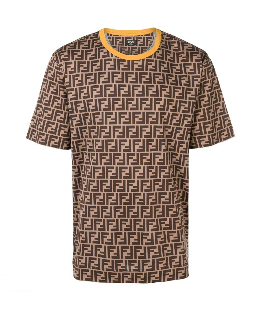Fendi Monogram Logo Print T-shirt In Brown | ModeSens