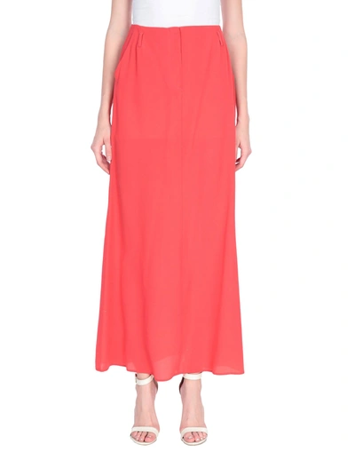 Shop Emporio Armani Woman Maxi Skirt Red Size 6 Silk