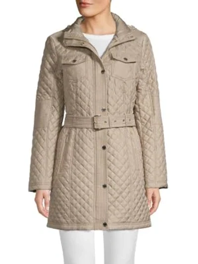 Shop Michael Michael Kors Classic Quilted Jacket In Taupe