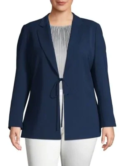 Shop Lafayette 148 Plus Imari Front-tie Jacket In Galaxy Blue