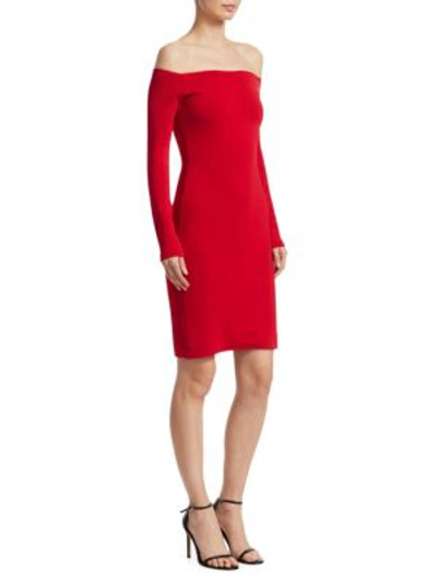 Shop Elizabeth And James Omorose Off-the-shoulder Dress In Bright Red