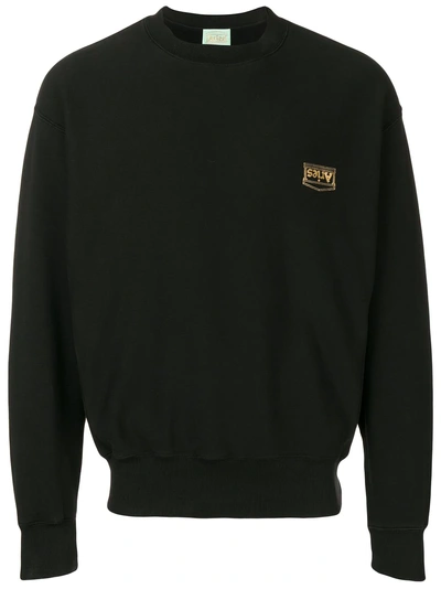Shop Aries Logo Long-sleeve Sweatshirt - Black