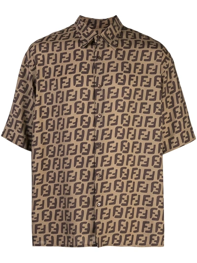 FENDI FF图案衬衫 - 棕色