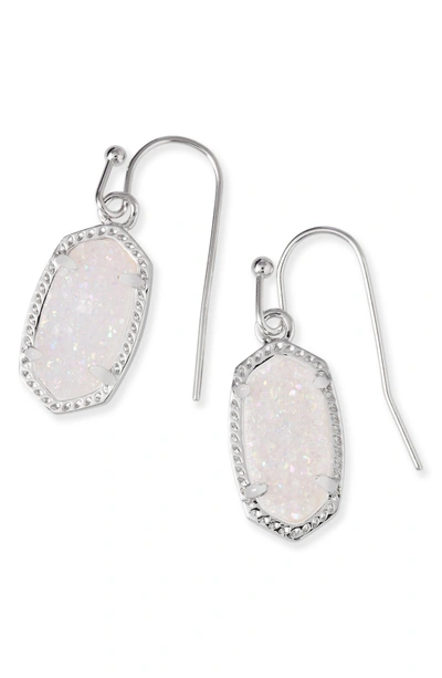 Shop Kendra Scott Lee Small Drop Earrings In Iridescent Drusy/ Silver