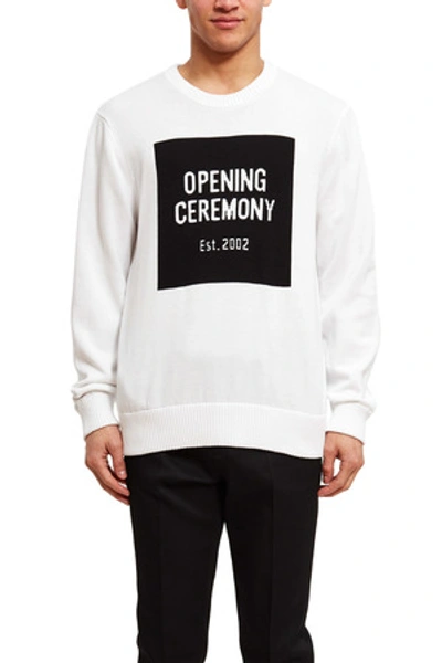 Shop Opening Ceremony Box Logo Crewneck Sweater In White Multi