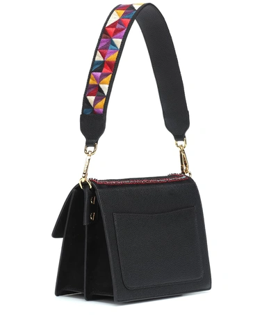 Shop Etro Embellished Suede Shoulder Bag In Black