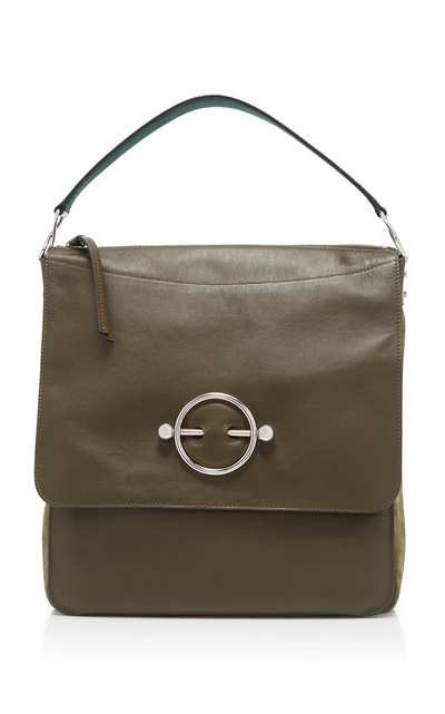 Shop Jw Anderson Disc Leather Hobo Bag In Green
