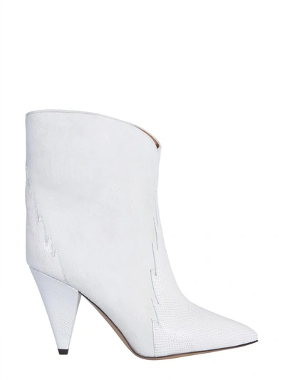 Shop Isabel Marant Leider Pointed Ankle Boots In White
