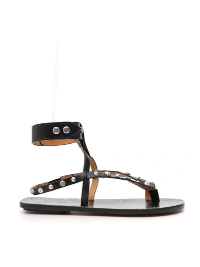 Shop Isabel Marant Studded Ankle Strap Sandals In Black