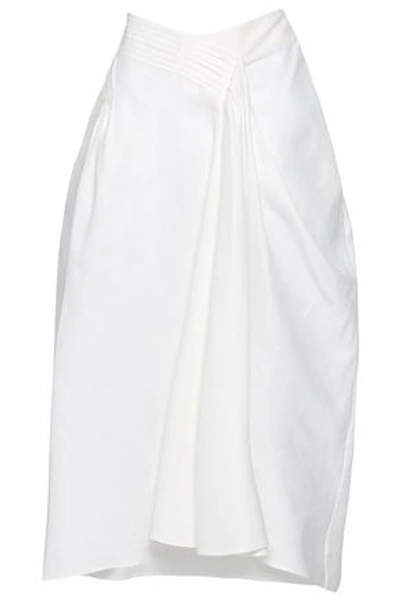 Shop Jil Sander Pleated Cotton-twill Midi Skirt In White