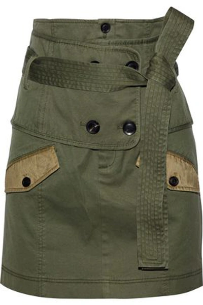 Shop Marissa Webb Woman Aster Belted Cotton-blend Canvas Mini Skirt Army Green