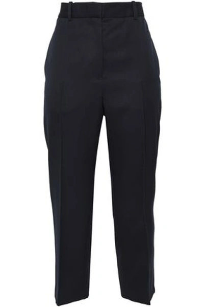 Shop Jil Sander Cropped Wool-twill Straight-leg Pants In Midnight Blue