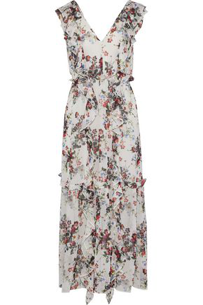 Marissa Webb Woman Viola Ruffled Floral-print Silk-georgette Midi Dress ...