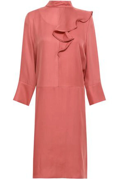 Shop Marni Woman Ruffled Washed-silk Dress Antique Rose