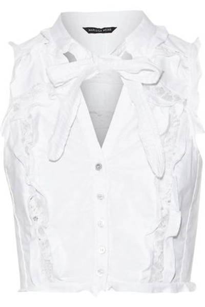 Shop Marissa Webb Callan Dickie Corded Lace-trimmed Ruffled Cotton-canvas Top In White