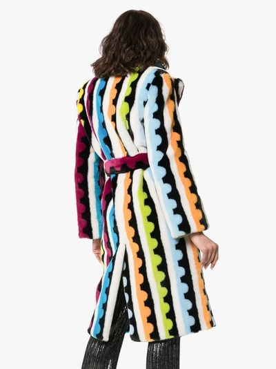 Shop Mary Katrantzou Stokes Striped Faux Fur Coat In Multicoloured