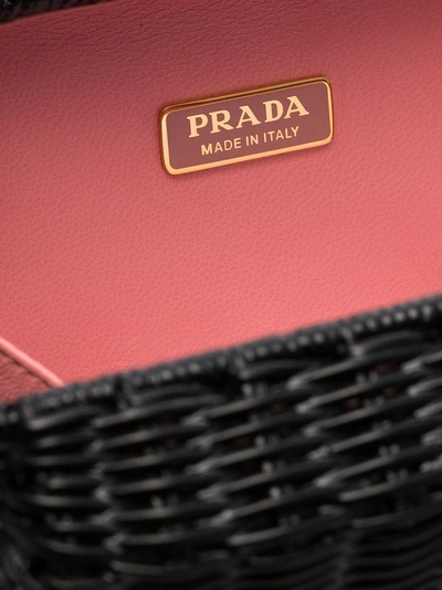 Shop Prada Black Middolino Straw Box Bag