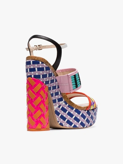 Shop Sophia Webster Celia 140 Woven-leather Platform Sandals In Multicoloured