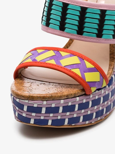 Shop Sophia Webster Celia 140 Woven-leather Platform Sandals In Multicoloured
