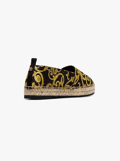 Shop Versace Black And Yellow Tribute Leather Espadrilles