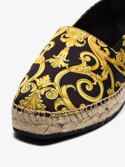 Shop Versace Black And Yellow Tribute Leather Espadrilles