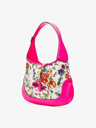 Shop Gucci Jackie Floral Printed Hobo Bag In Pink