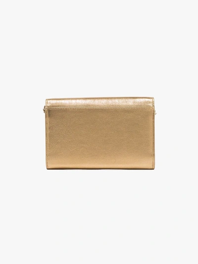 Shop Jimmy Choo Gold Sonia Logo-embossed Leather Shoulder Bag