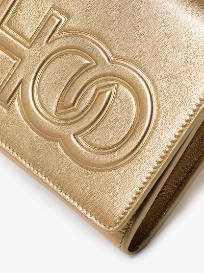 Shop Jimmy Choo Gold Sonia Logo-embossed Leather Shoulder Bag