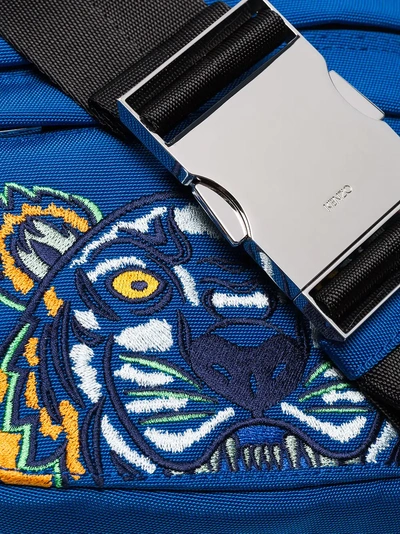 Shop Kenzo Electric Blue Tiger Embroidered Cross Body Bag