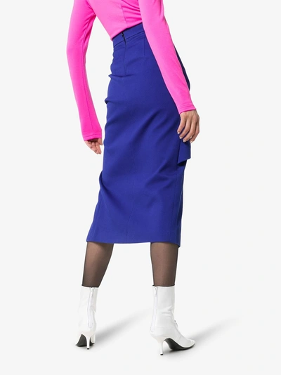 Shop Aleksandre Akhalkatsishvili Ruched Pencil Skirt In Blue